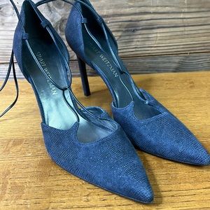Stuart weitzman navy lace up heel size 10
